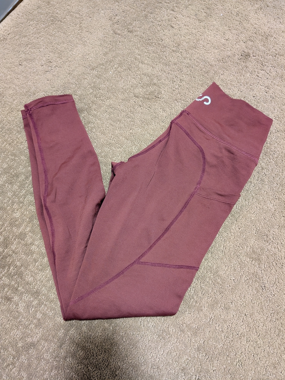 Women's High-Waist Leggings in Brick Red- Performance Stretch With Pockets